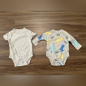 Garanimals Gray and Colorful Dinosaur Bodysuits size 0/3M